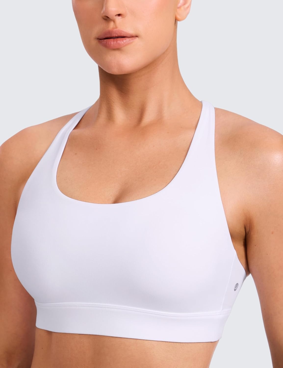 image:imageCRZ YOGA Butterlift Wide Criss Cross Straps Supportive Sports Bras for Women Medium Impact Strappy Gym Padded Workout TopWhite