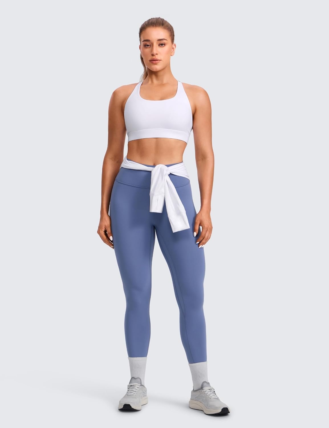 image:imageCRZ YOGA Butterlift Wide Criss Cross Straps Supportive Sports Bras for Women Medium Impact Strappy Gym Padded Workout TopWhite