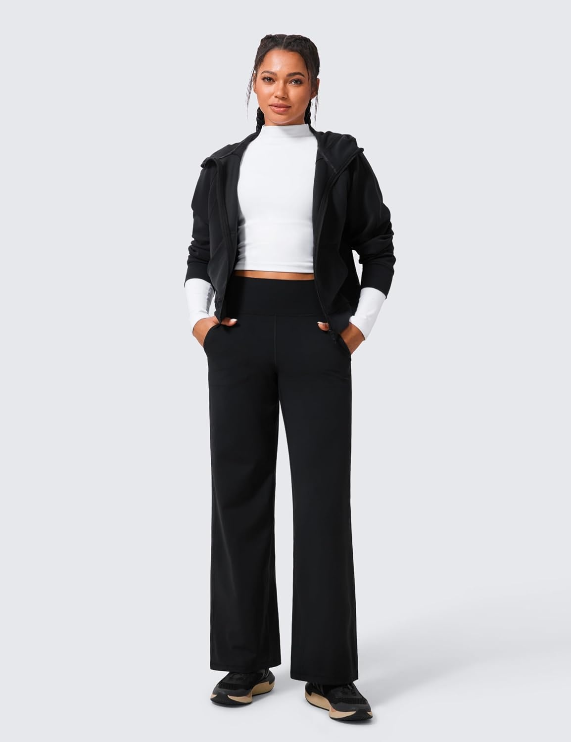 image:imageCRZ YOGA Butterlift Wide Leg Pants Pockets 293133 High Waisted Yoga Lounge Buttery Soft Comfy Casual WomensBlack
