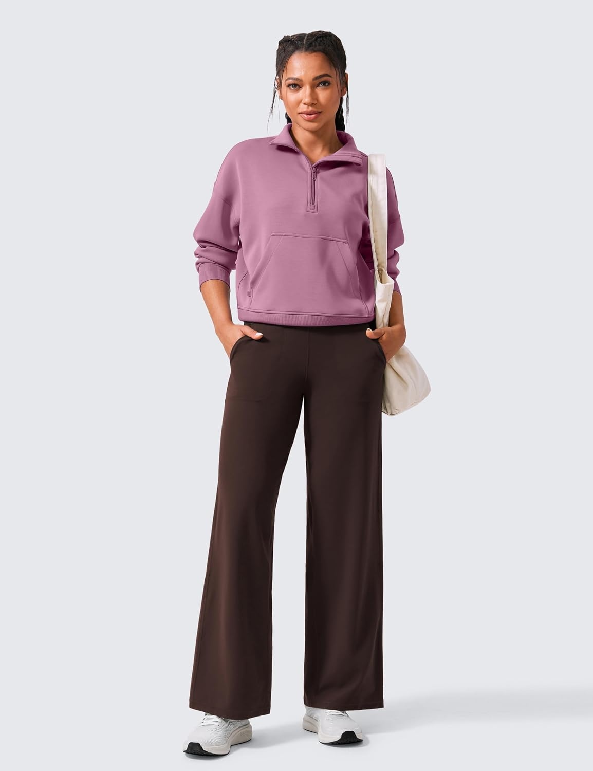 image:imageCRZ YOGA Butterlift Wide Leg Pants Pockets 293133 High Waisted Yoga Lounge Buttery Soft Comfy Casual WomensHot Fudge Brown
