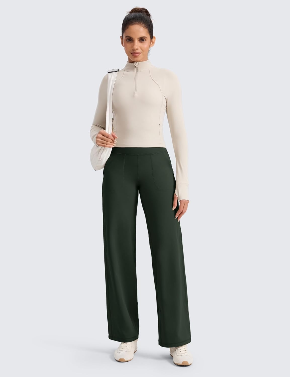 image:imageCRZ YOGA Butterlift Wide Leg Pants Pockets 293133 High Waisted Yoga Lounge Buttery Soft Comfy Casual WomensLegend Green