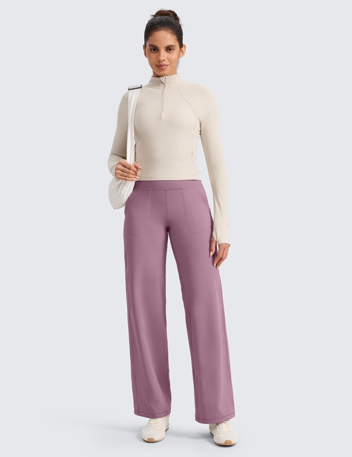 image:imageCRZ YOGA Butterlift Wide Leg Pants Pockets 293133 High Waisted Yoga Lounge Buttery Soft Comfy Casual WomensLight Lavender