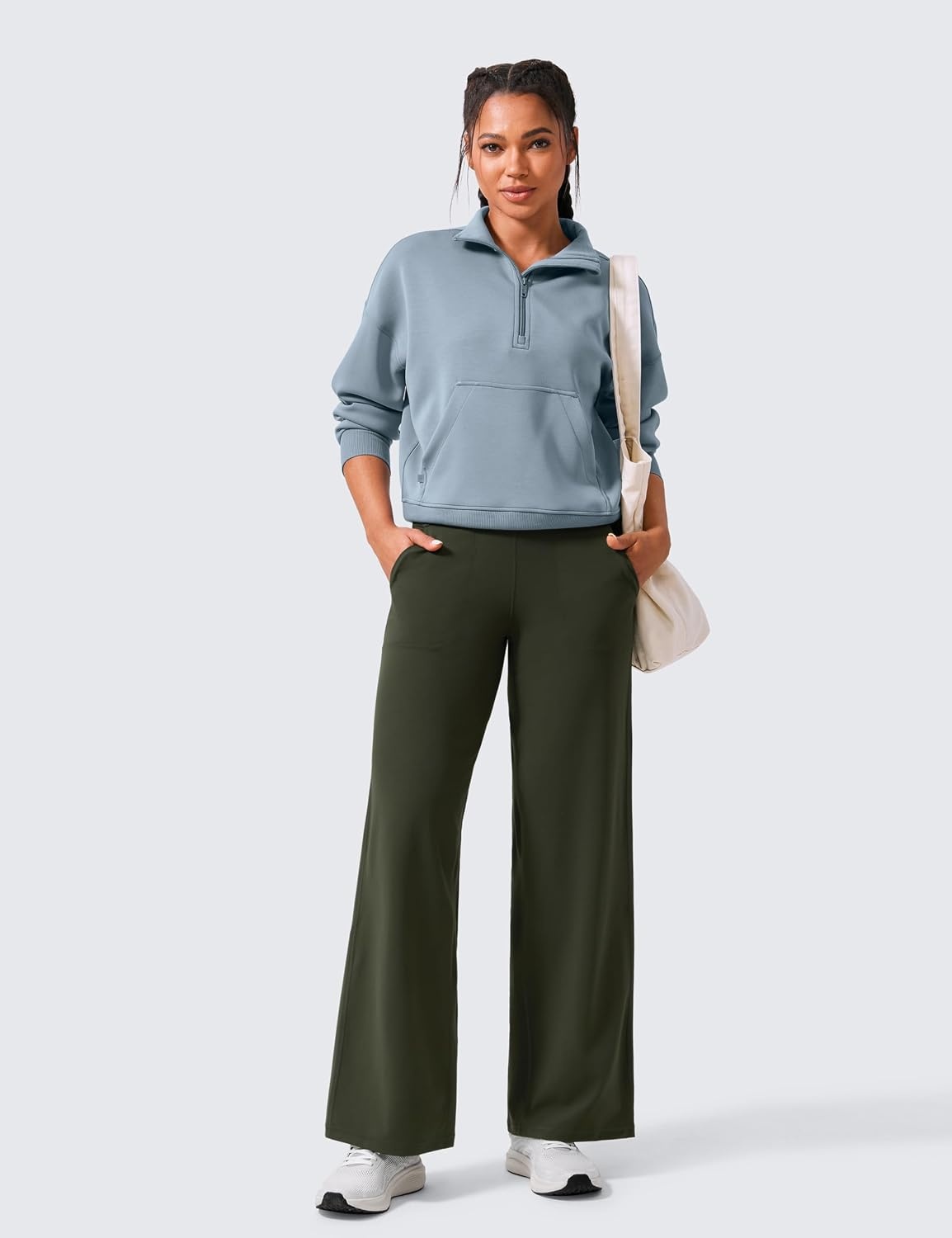 image:imageCRZ YOGA Butterlift Wide Leg Pants Pockets 293133 High Waisted Yoga Lounge Buttery Soft Comfy Casual WomensOlive Green