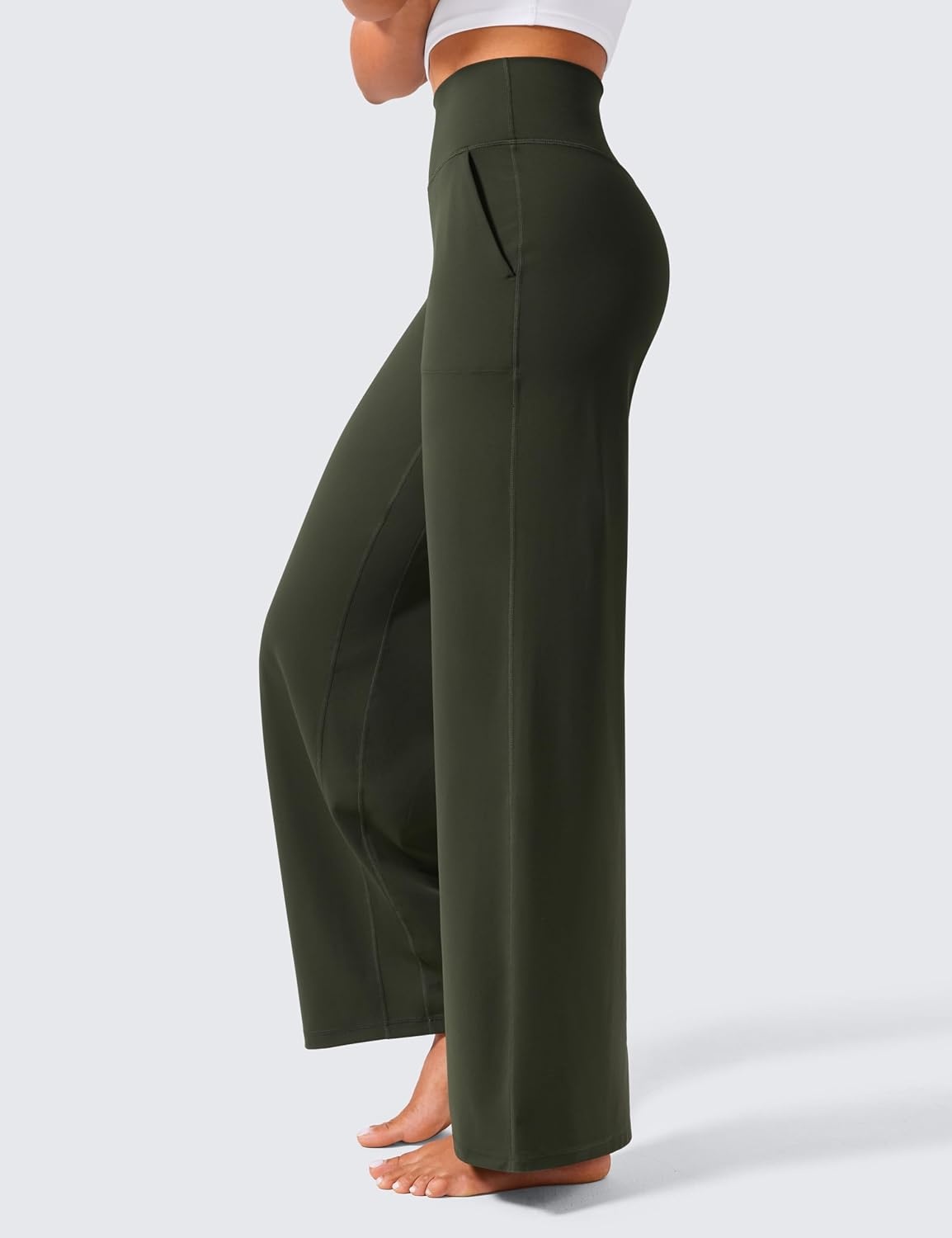image:imageCRZ YOGA Butterlift Wide Leg Pants Pockets 293133 High Waisted Yoga Lounge Buttery Soft Comfy Casual WomensOlive Green