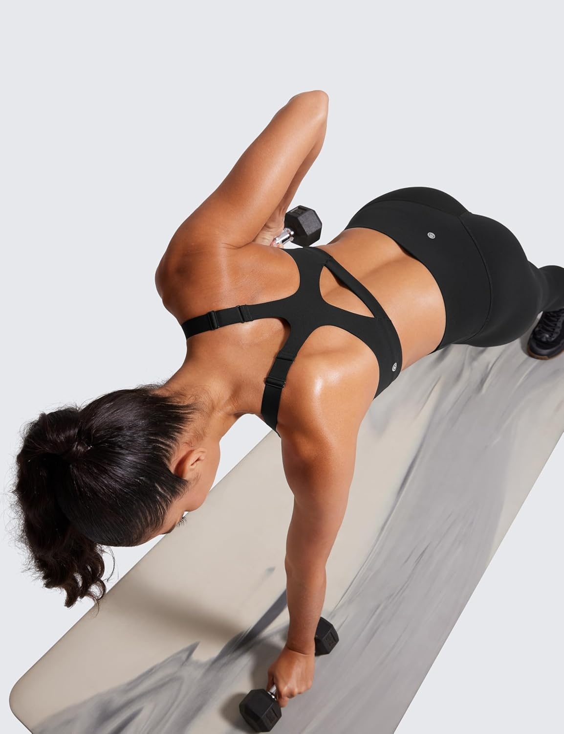 image:imageCRZ YOGA Butterlift Womens Racerback Padded Sports Bras Medium Impact Scoop Neck Adjustable Straps Gym Workout TopBlack