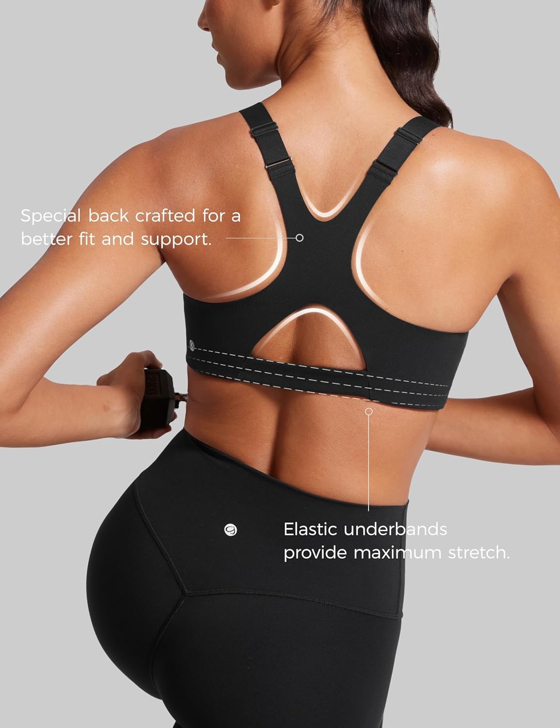 image:imageCRZ YOGA Butterlift Womens Racerback Padded Sports Bras Medium Impact Scoop Neck Adjustable Straps Gym Workout TopBlack