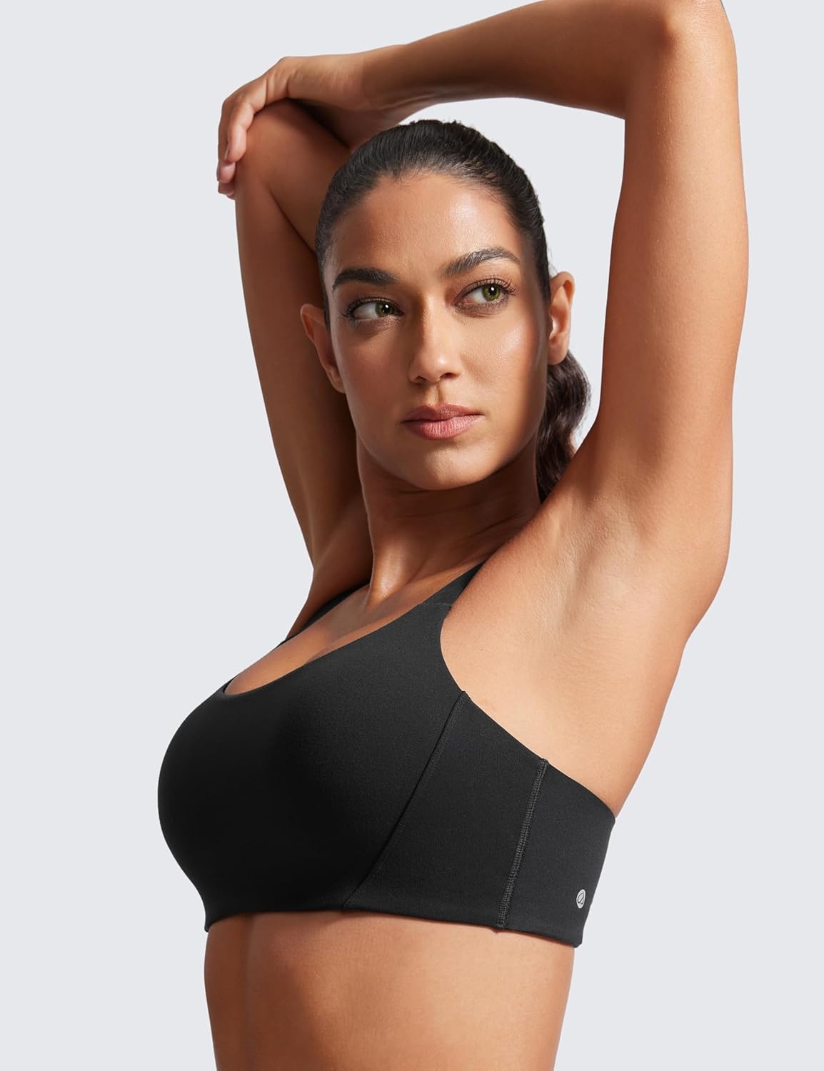 image:imageCRZ YOGA Butterlift Womens Racerback Padded Sports Bras Medium Impact Scoop Neck Adjustable Straps Gym Workout TopBlack