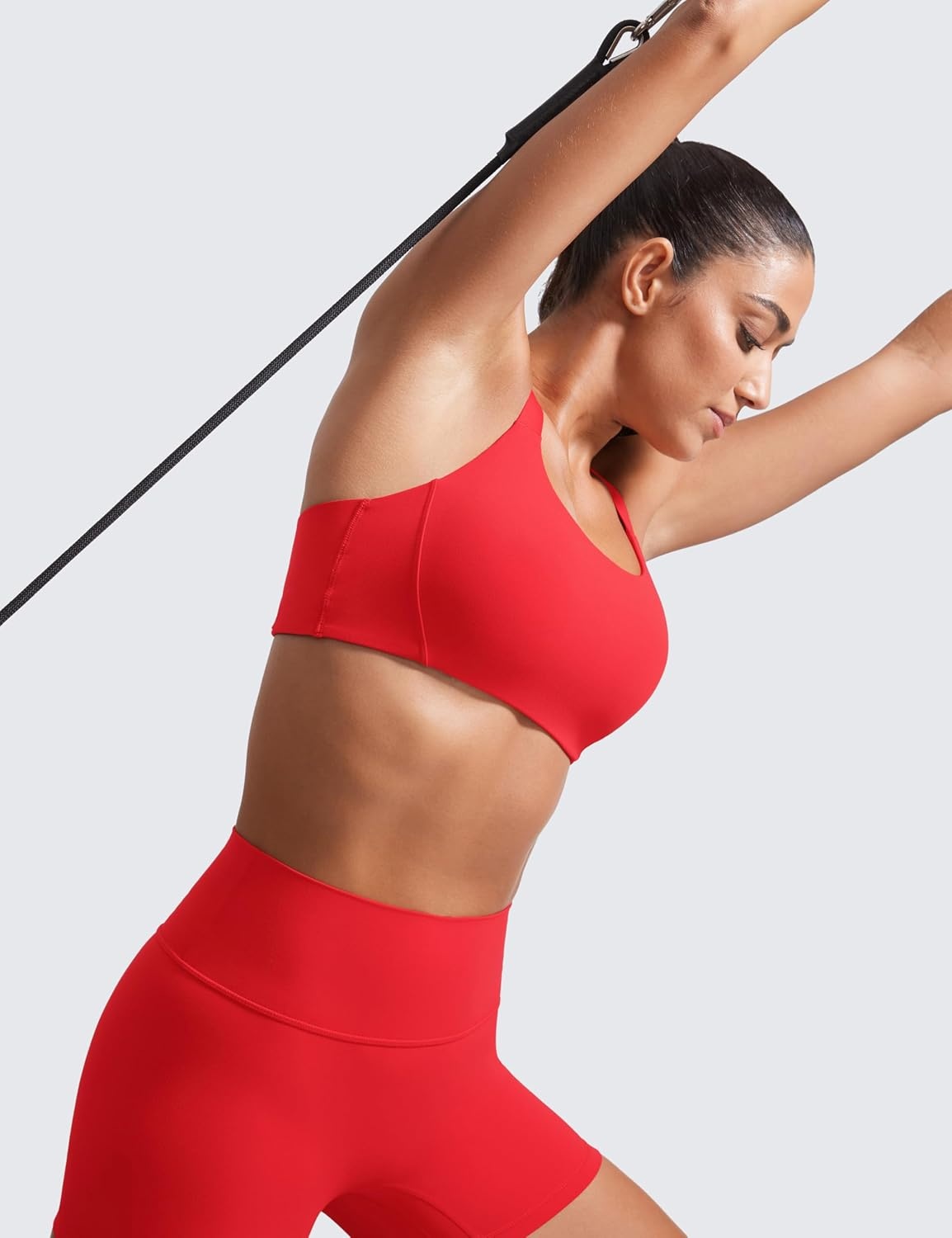 image:imageCRZ YOGA Butterlift Womens Racerback Padded Sports Bras Medium Impact Scoop Neck Adjustable Straps Gym Workout TopDeep Red