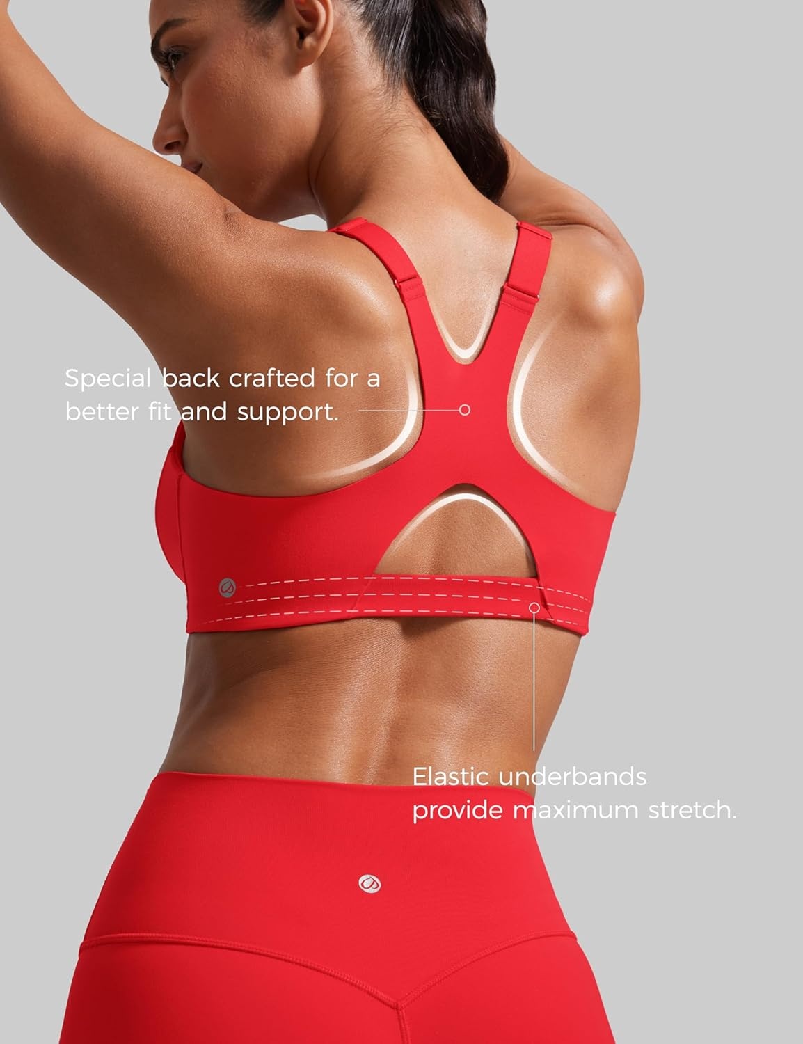 image:imageCRZ YOGA Butterlift Womens Racerback Padded Sports Bras Medium Impact Scoop Neck Adjustable Straps Gym Workout TopDeep Red