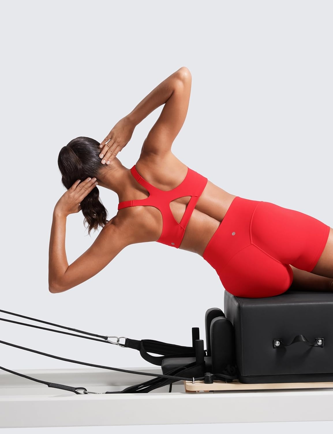 image:imageCRZ YOGA Butterlift Womens Racerback Padded Sports Bras Medium Impact Scoop Neck Adjustable Straps Gym Workout TopDeep Red