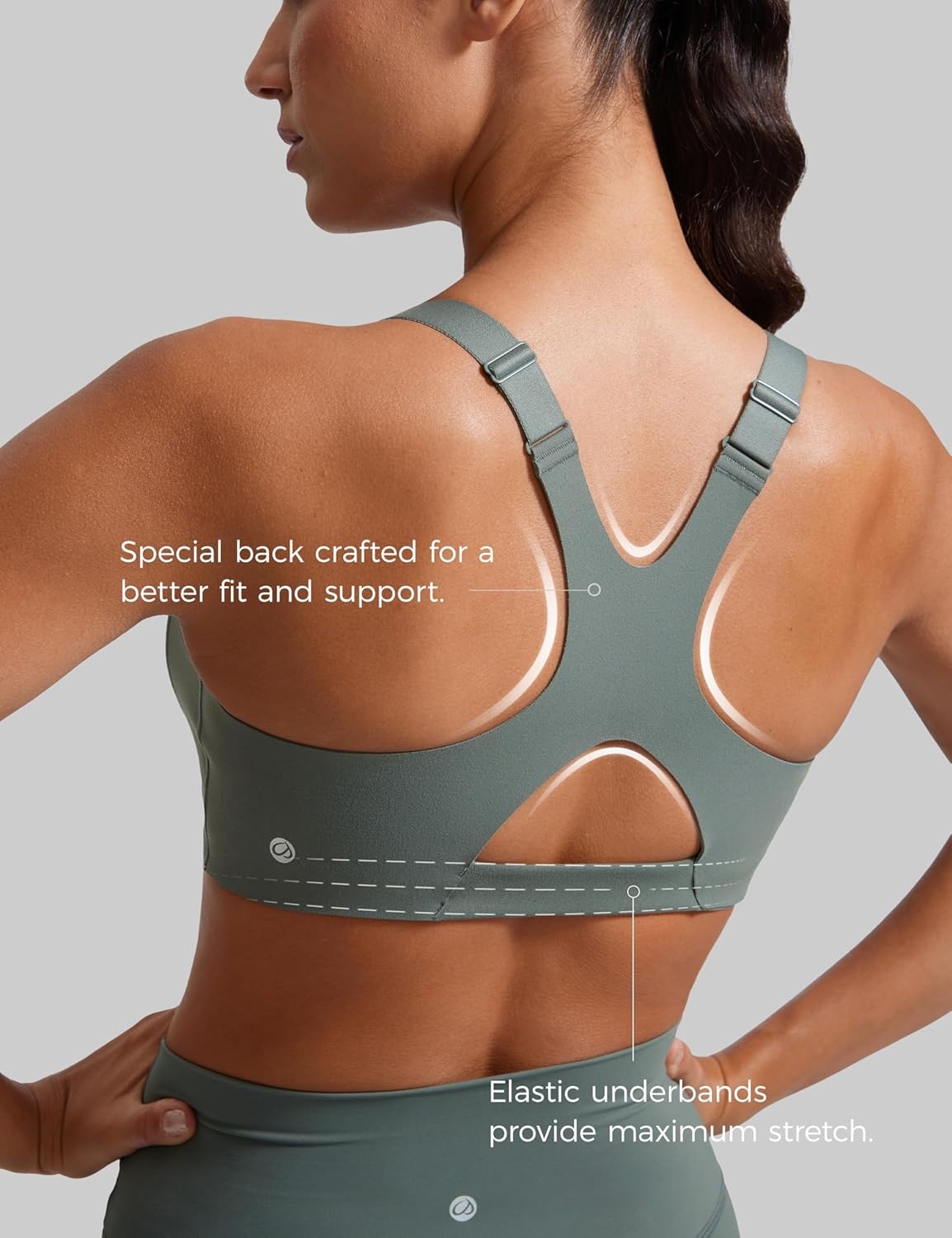 image:imageCRZ YOGA Butterlift Womens Racerback Padded Sports Bras Medium Impact Scoop Neck Adjustable Straps Gym Workout TopGrey Sage