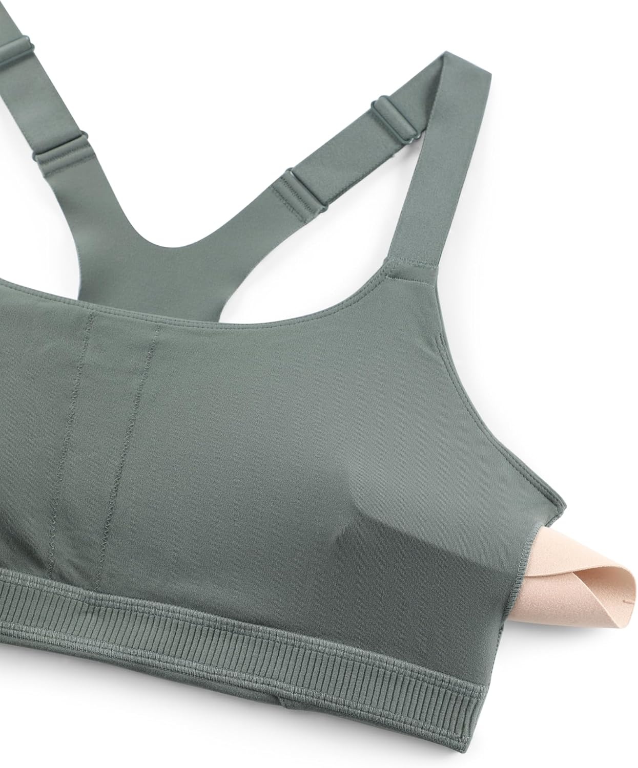 image:imageCRZ YOGA Butterlift Womens Racerback Padded Sports Bras Medium Impact Scoop Neck Adjustable Straps Gym Workout TopGrey Sage