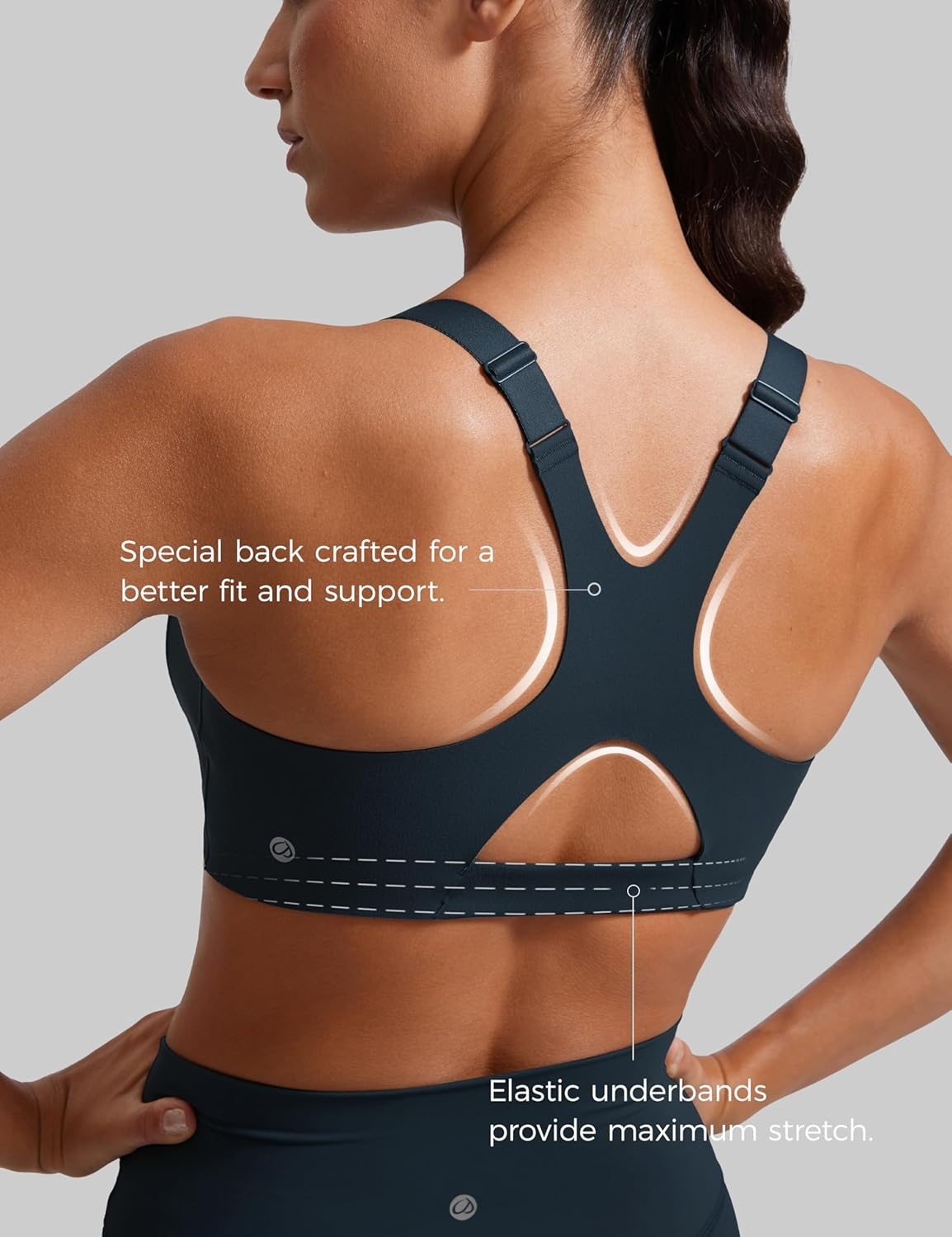 image:imageCRZ YOGA Butterlift Womens Racerback Padded Sports Bras Medium Impact Scoop Neck Adjustable Straps Gym Workout TopTrue Navy