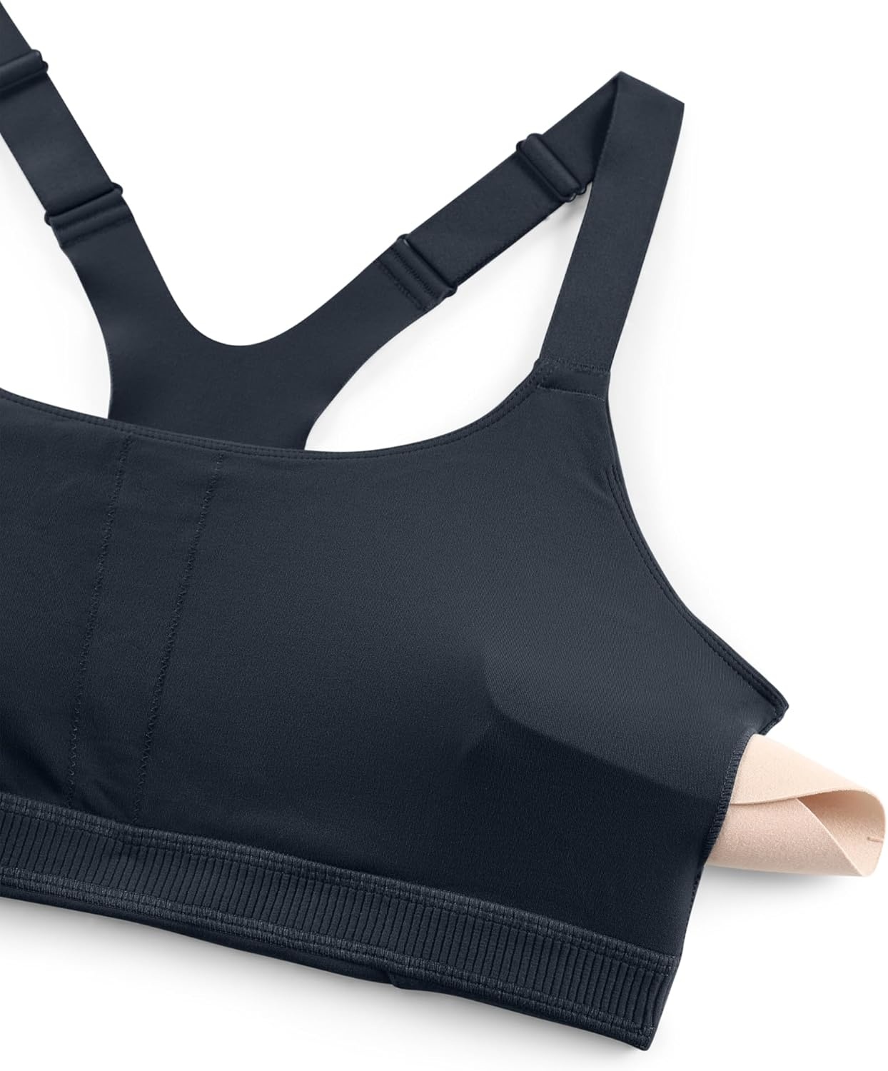 image:imageCRZ YOGA Butterlift Womens Racerback Padded Sports Bras Medium Impact Scoop Neck Adjustable Straps Gym Workout TopTrue Navy