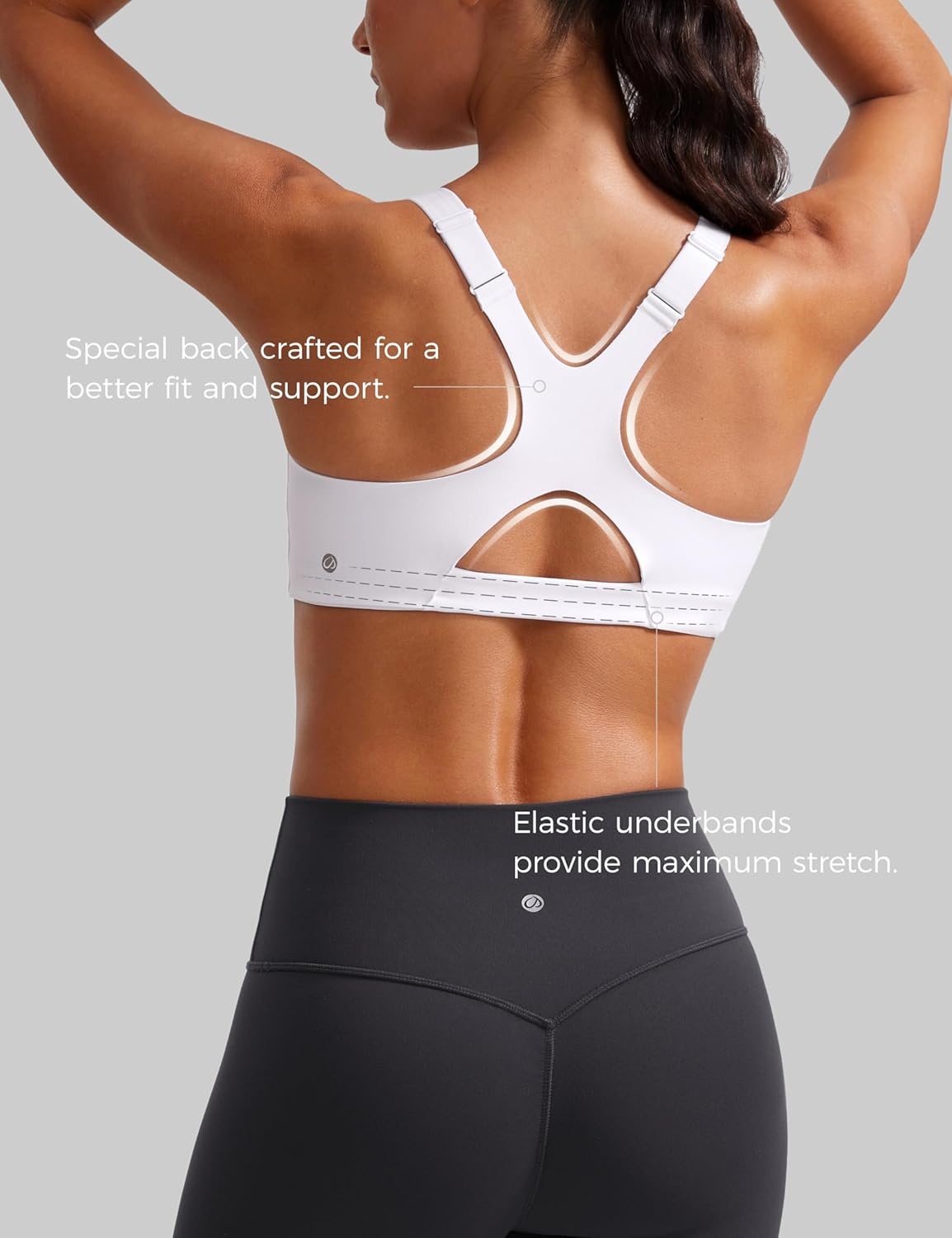 image:imageCRZ YOGA Butterlift Womens Racerback Padded Sports Bras Medium Impact Scoop Neck Adjustable Straps Gym Workout TopWhite