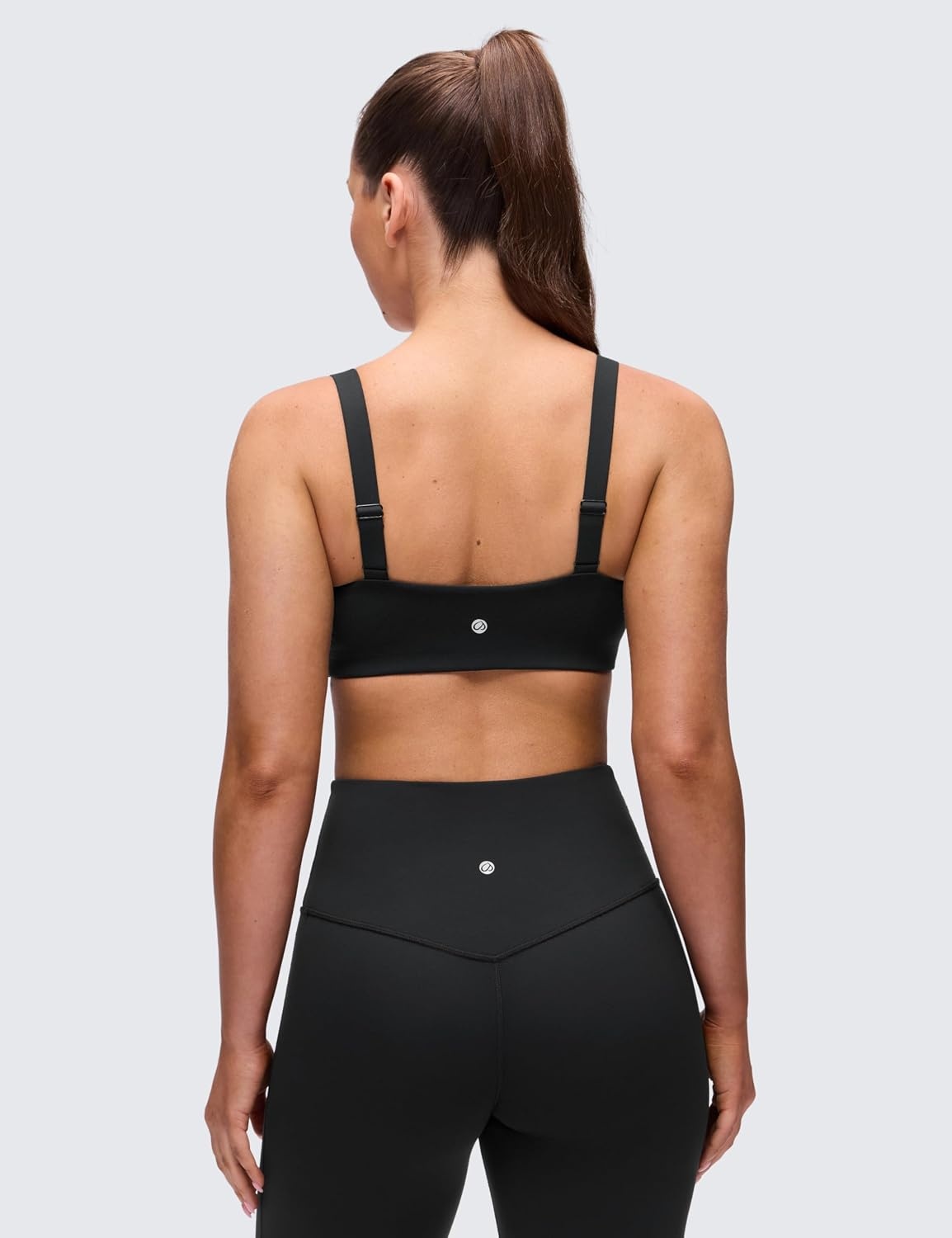 image:imageCRZ YOGA Butterluxe Adjustable Wide Strap Sports Bras for Women Square Back Padded Scoop Neck Yoga TopBlack