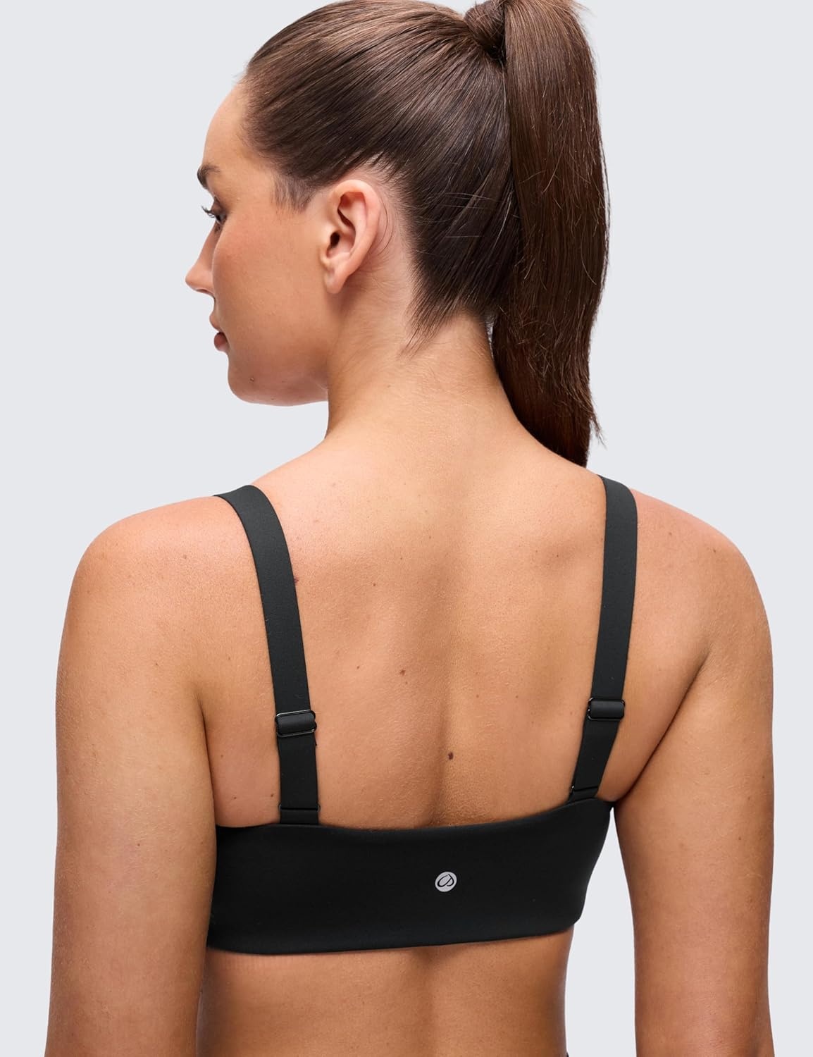 image:imageCRZ YOGA Butterluxe Adjustable Wide Strap Sports Bras for Women Square Back Padded Scoop Neck Yoga TopBlack