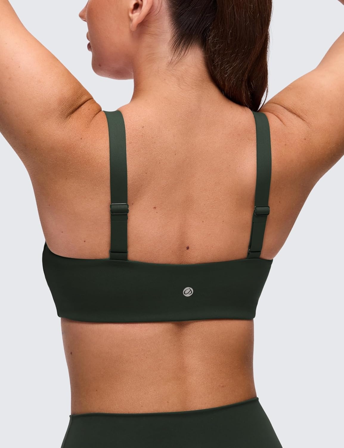 image:imageCRZ YOGA Butterluxe Adjustable Wide Strap Sports Bras for Women Square Back Padded Scoop Neck Yoga TopLegend Green