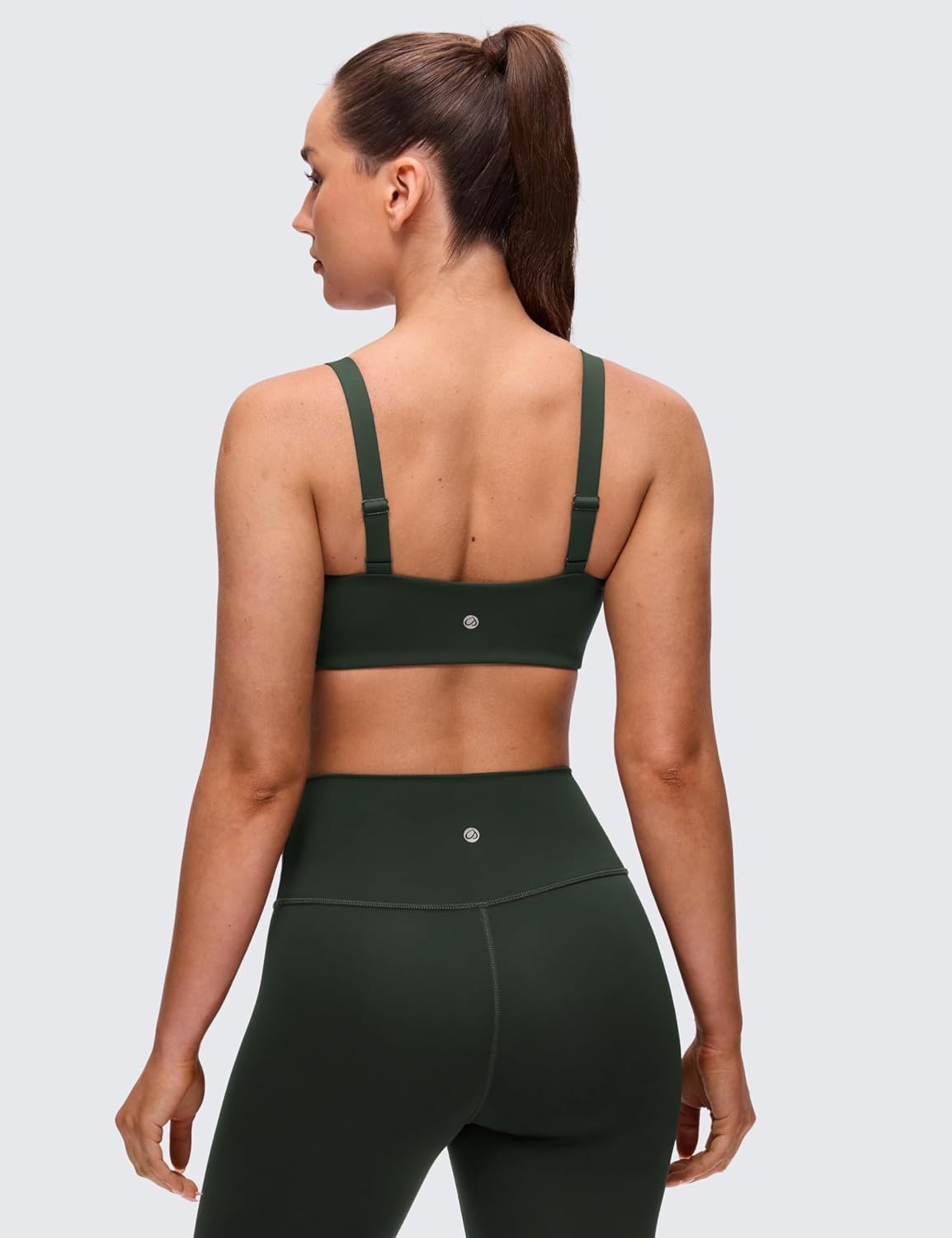 image:imageCRZ YOGA Butterluxe Adjustable Wide Strap Sports Bras for Women Square Back Padded Scoop Neck Yoga TopLegend Green