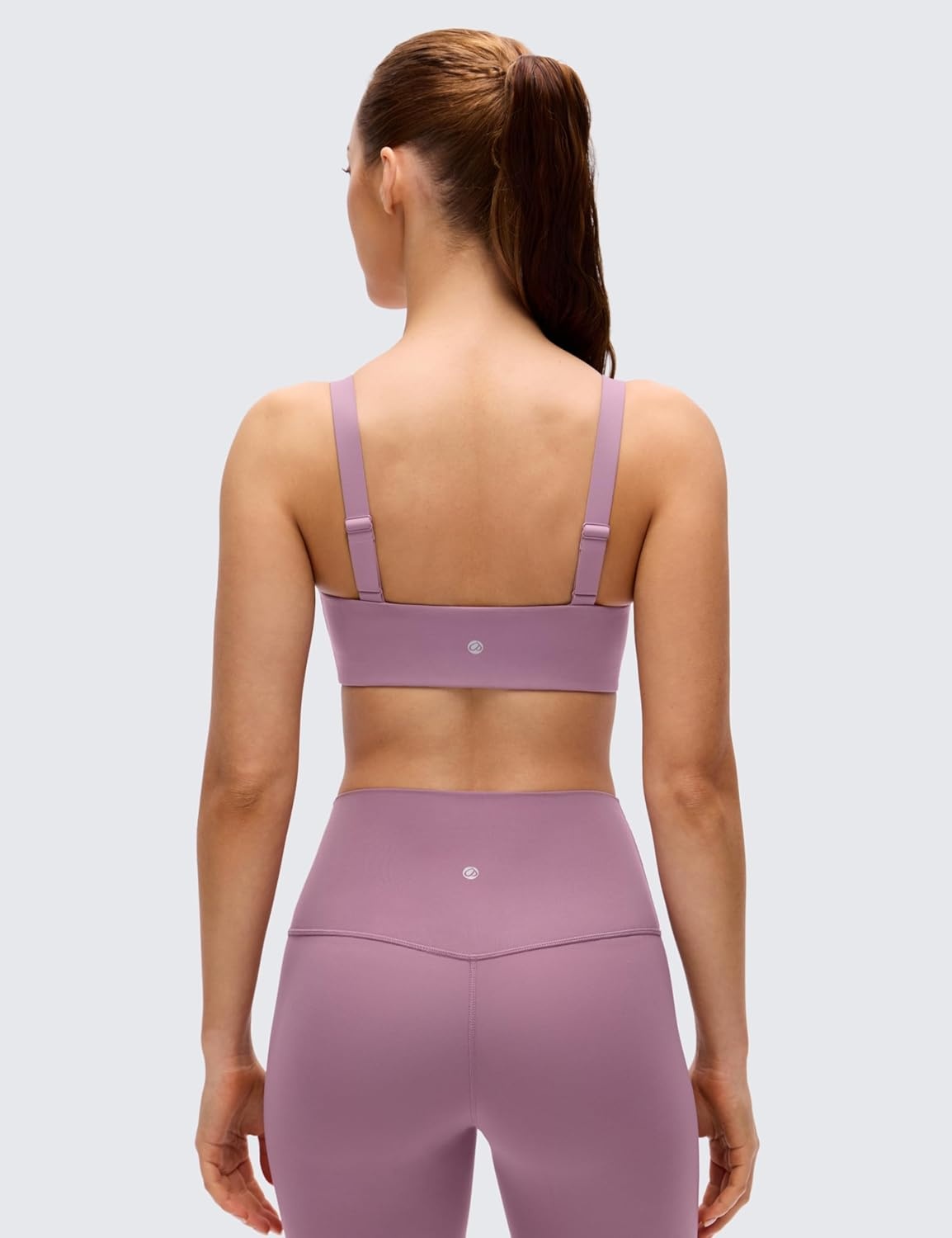 image:imageCRZ YOGA Butterluxe Adjustable Wide Strap Sports Bras for Women Square Back Padded Scoop Neck Yoga TopLight Lavender