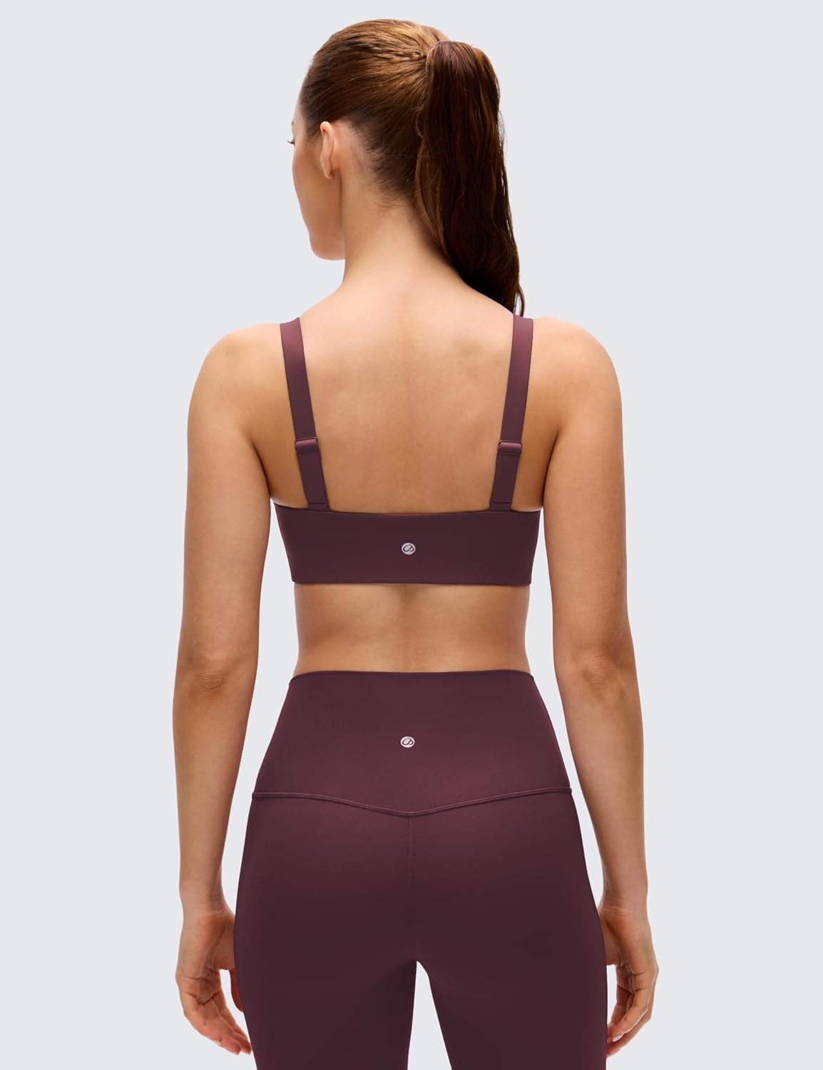 image:imageCRZ YOGA Butterluxe Adjustable Wide Strap Sports Bras for Women Square Back Padded Scoop Neck Yoga TopRipe Plum