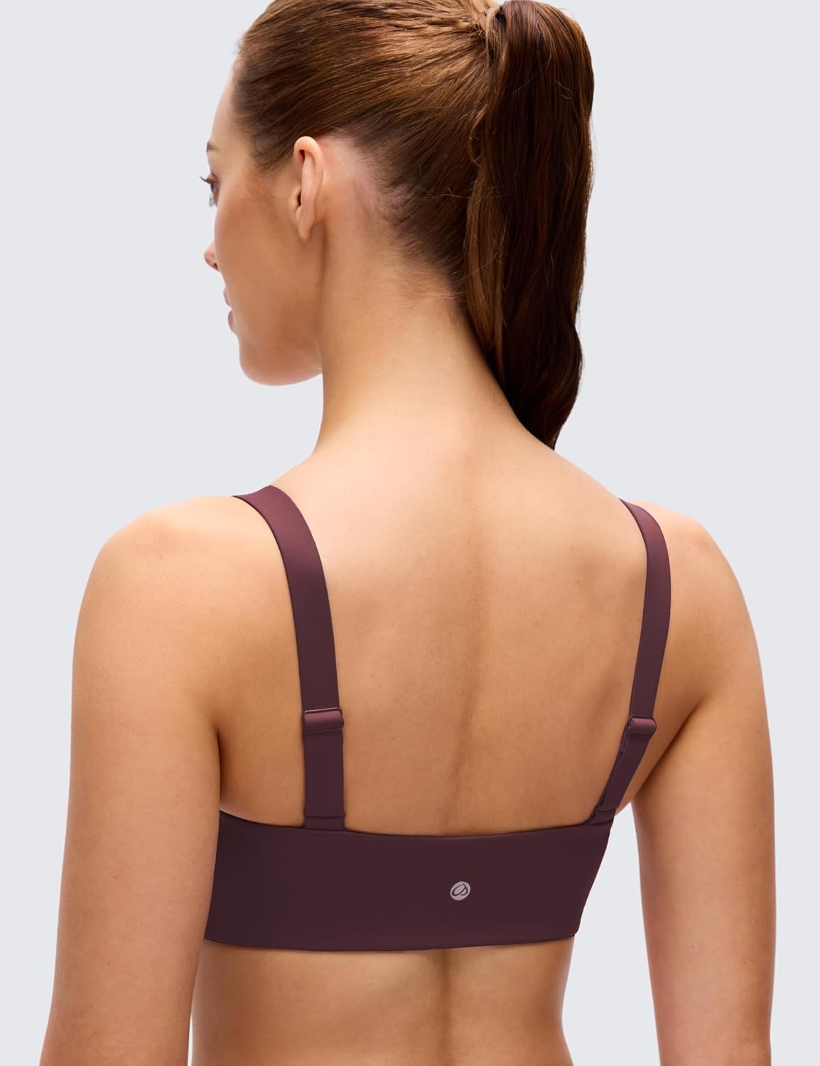 image:imageCRZ YOGA Butterluxe Adjustable Wide Strap Sports Bras for Women Square Back Padded Scoop Neck Yoga TopRipe Plum