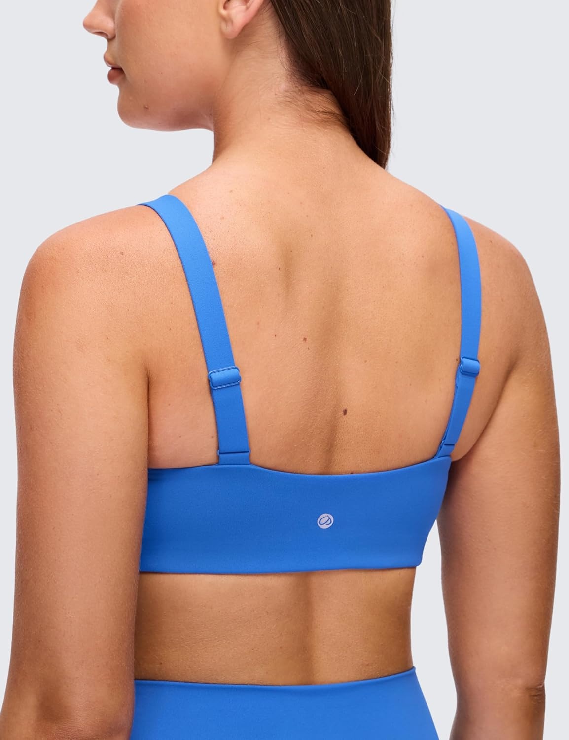 image:imageCRZ YOGA Butterluxe Adjustable Wide Strap Sports Bras for Women Square Back Padded Scoop Neck Yoga TopSparkle Blue