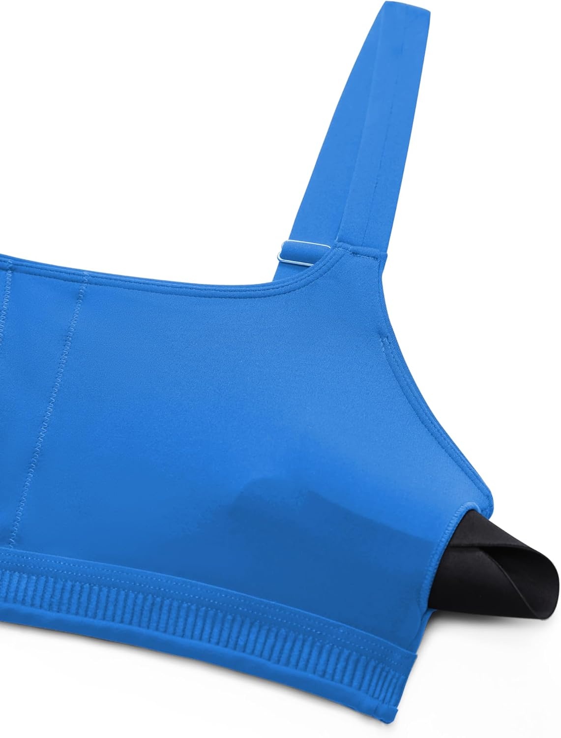 image:imageCRZ YOGA Butterluxe Adjustable Wide Strap Sports Bras for Women Square Back Padded Scoop Neck Yoga TopSparkle Blue