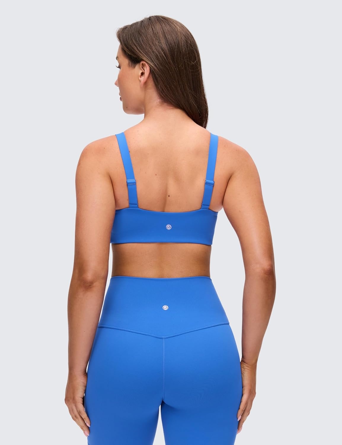 image:imageCRZ YOGA Butterluxe Adjustable Wide Strap Sports Bras for Women Square Back Padded Scoop Neck Yoga TopSparkle Blue