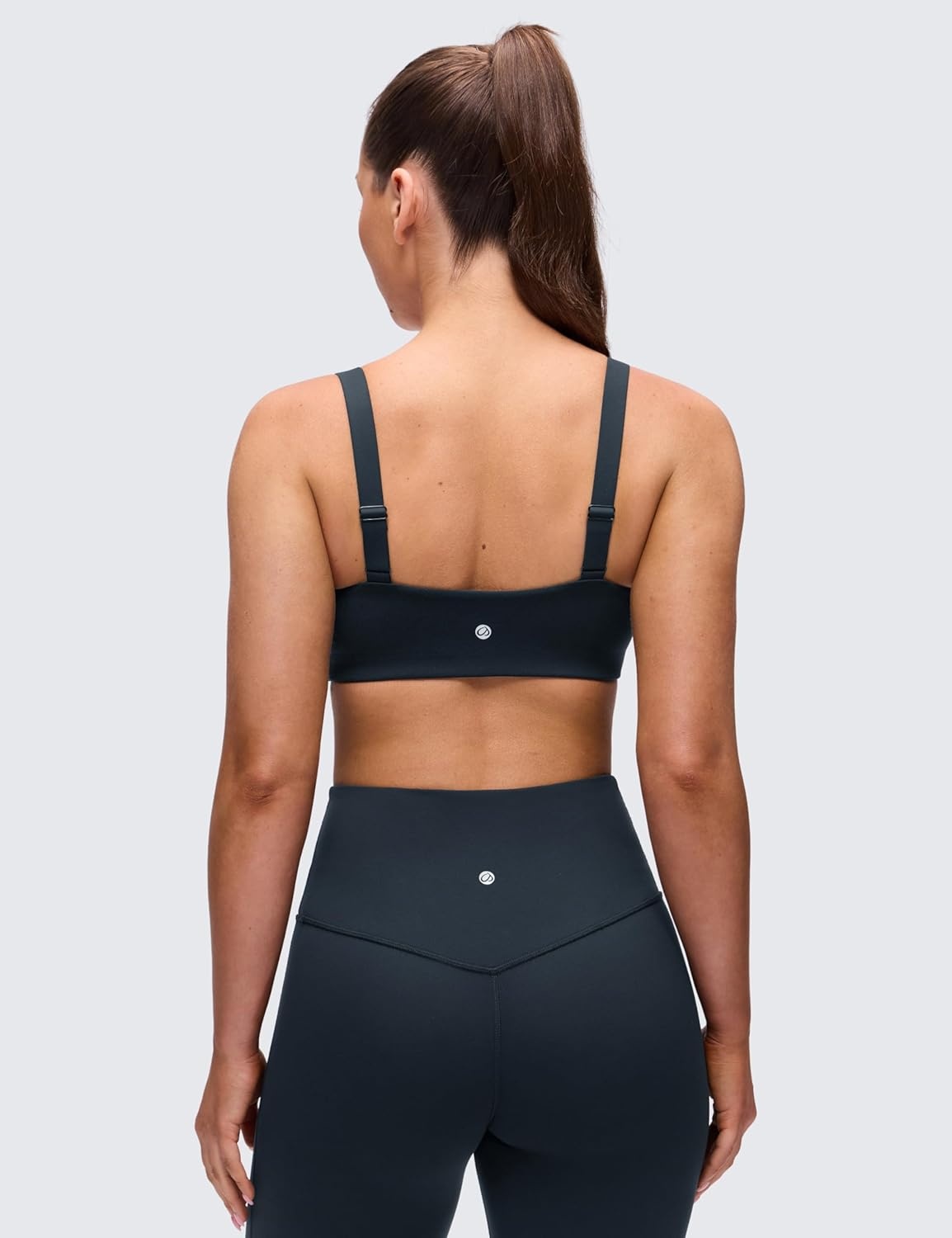 image:imageCRZ YOGA Butterluxe Adjustable Wide Strap Sports Bras for Women Square Back Padded Scoop Neck Yoga TopTrue Navy
