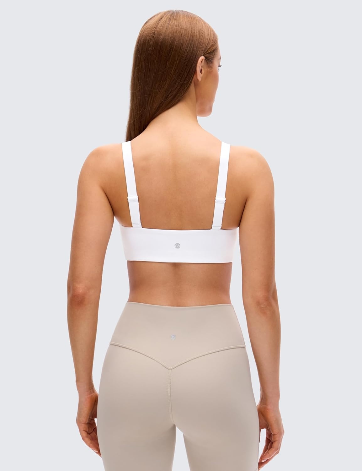 image:imageCRZ YOGA Butterluxe Adjustable Wide Strap Sports Bras for Women Square Back Padded Scoop Neck Yoga TopWhite