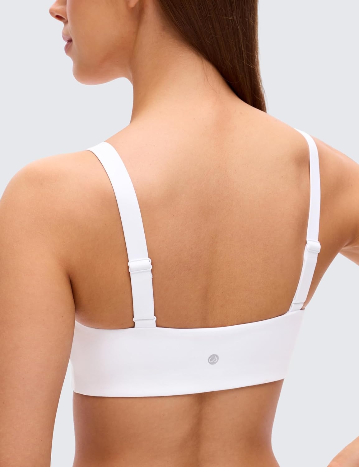 image:imageCRZ YOGA Butterluxe Adjustable Wide Strap Sports Bras for Women Square Back Padded Scoop Neck Yoga TopWhite