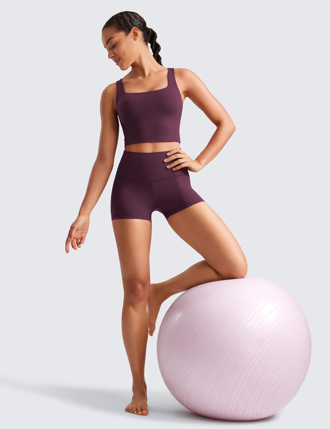 image:imageCRZ YOGA Butterluxe Biker Shorts 25 High Waisted Yoga Workout Spandex Womens Running Volleyball BootyDeep Purple