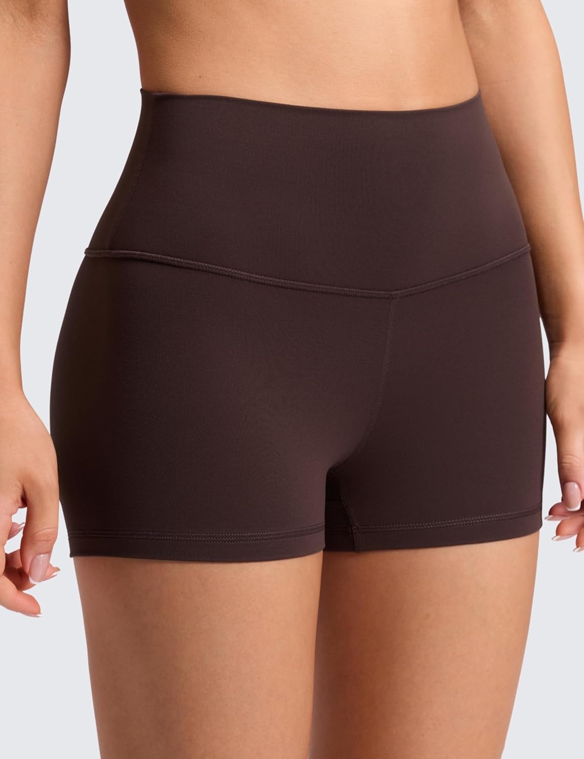 image:imageCRZ YOGA Butterluxe Biker Shorts 25 High Waisted Yoga Workout Spandex Womens Running Volleyball BootyHot Fudge Brown