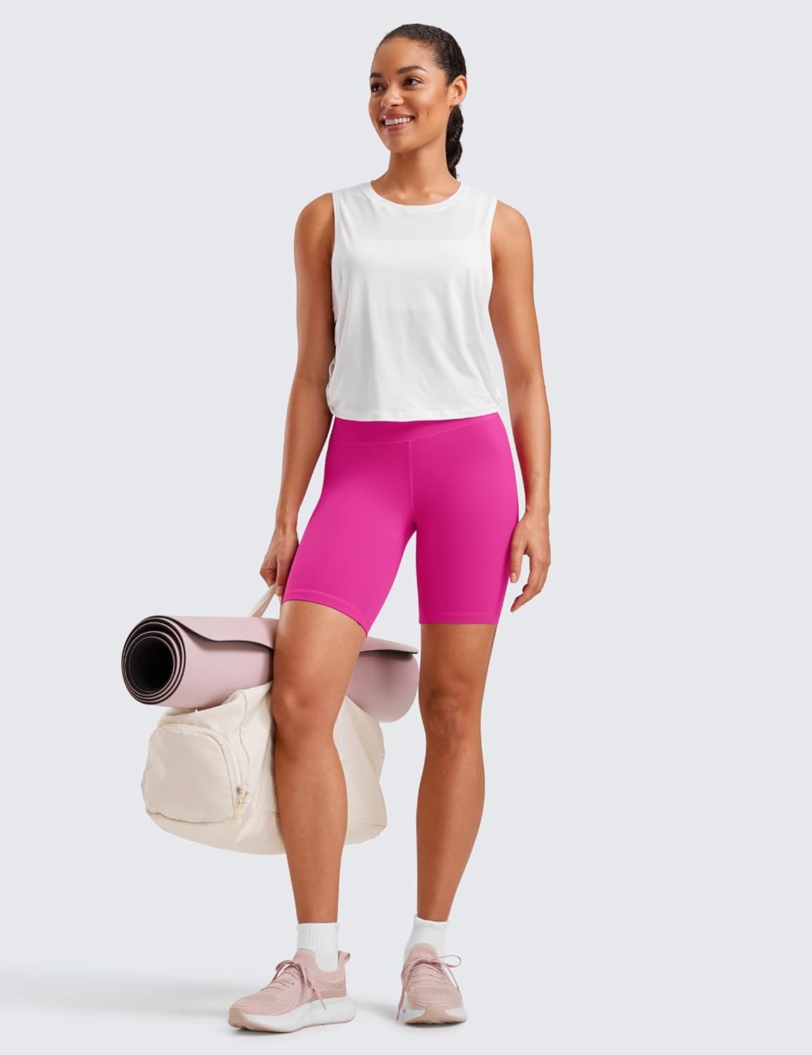 image:imageCRZ YOGA Butterluxe Biker Shorts 8 High Waisted Gym Workout Running Volleyball Spandex Yoga WomensHibiscus Purple