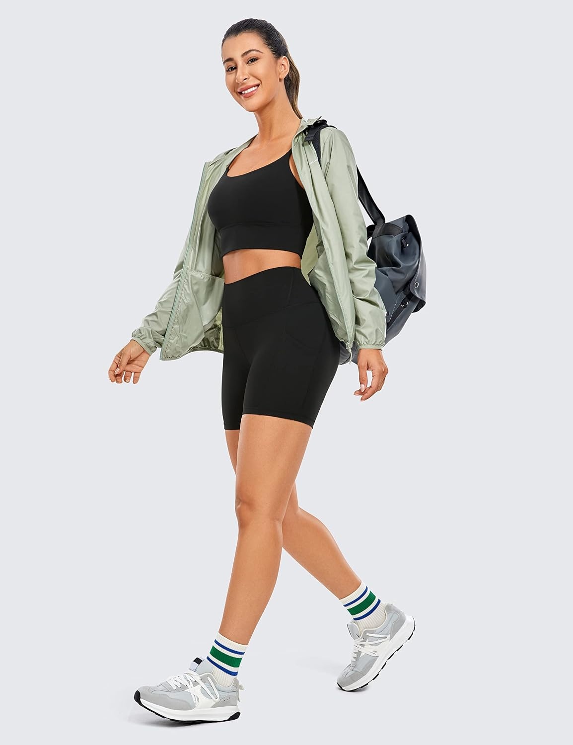 image:imageCRZ YOGA Butterluxe Biker Shorts Pockets 5 High Waisted Volleyball Workout Athletic Yoga WomensBlack