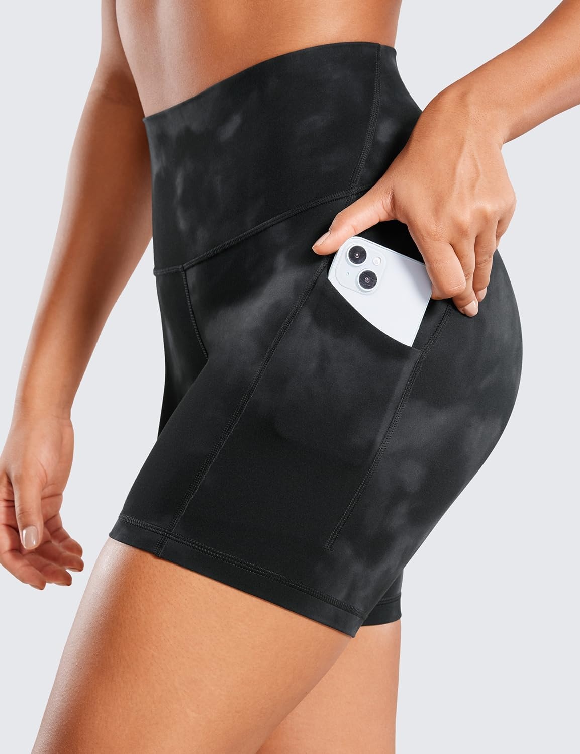 image:imageCRZ YOGA Butterluxe Biker Shorts Pockets 5 High Waisted Volleyball Workout Athletic Yoga WomensBlack Tie Dye Flowers