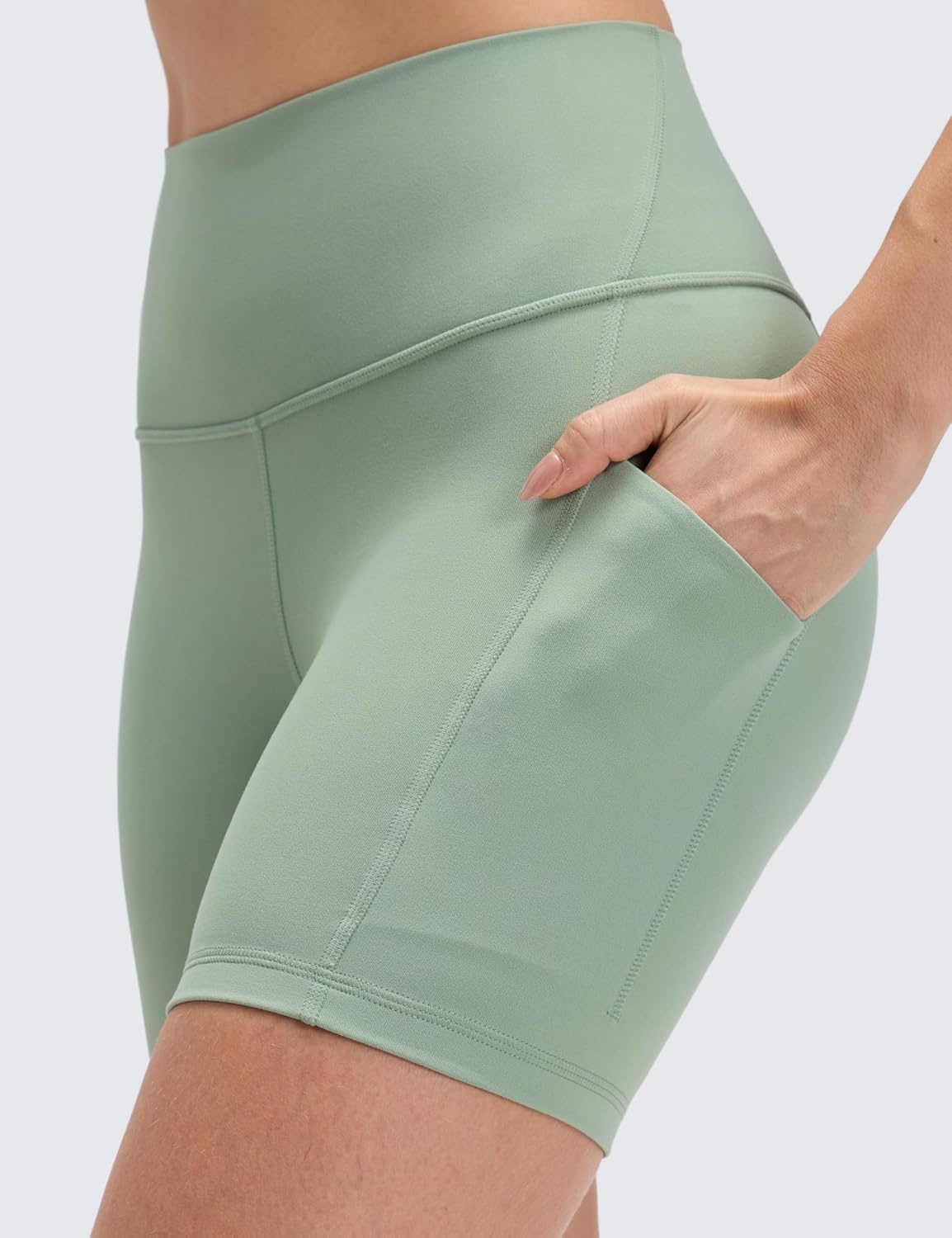 image:imageCRZ YOGA Butterluxe Biker Shorts Pockets 5 High Waisted Volleyball Workout Athletic Yoga WomensGreen Palm Court