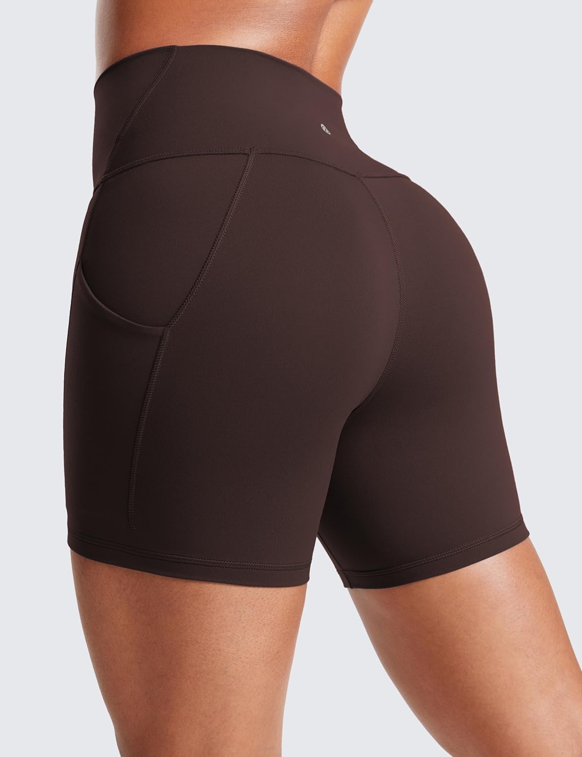 image:imageCRZ YOGA Butterluxe Biker Shorts Pockets 5 High Waisted Volleyball Workout Athletic Yoga WomensHot Fudge Brown