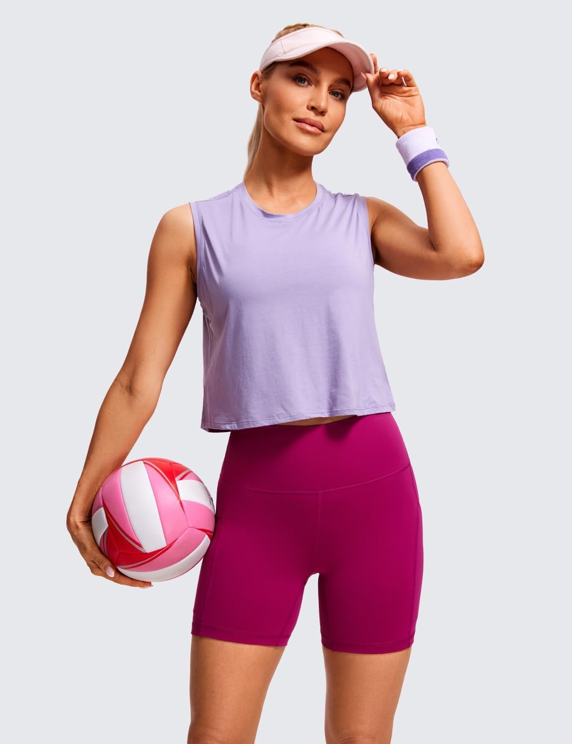 image:imageCRZ YOGA Butterluxe Biker Shorts Pockets 5 High Waisted Volleyball Workout Athletic Yoga WomensMagenta Purple