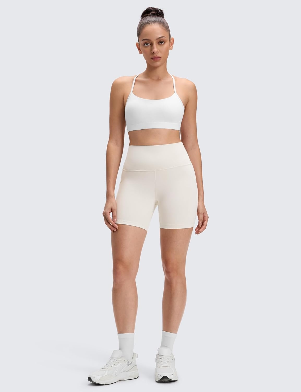 image:imageCRZ YOGA Butterluxe Biker Shorts Pockets 5 High Waisted Volleyball Workout Athletic Yoga WomensMilky White Bone