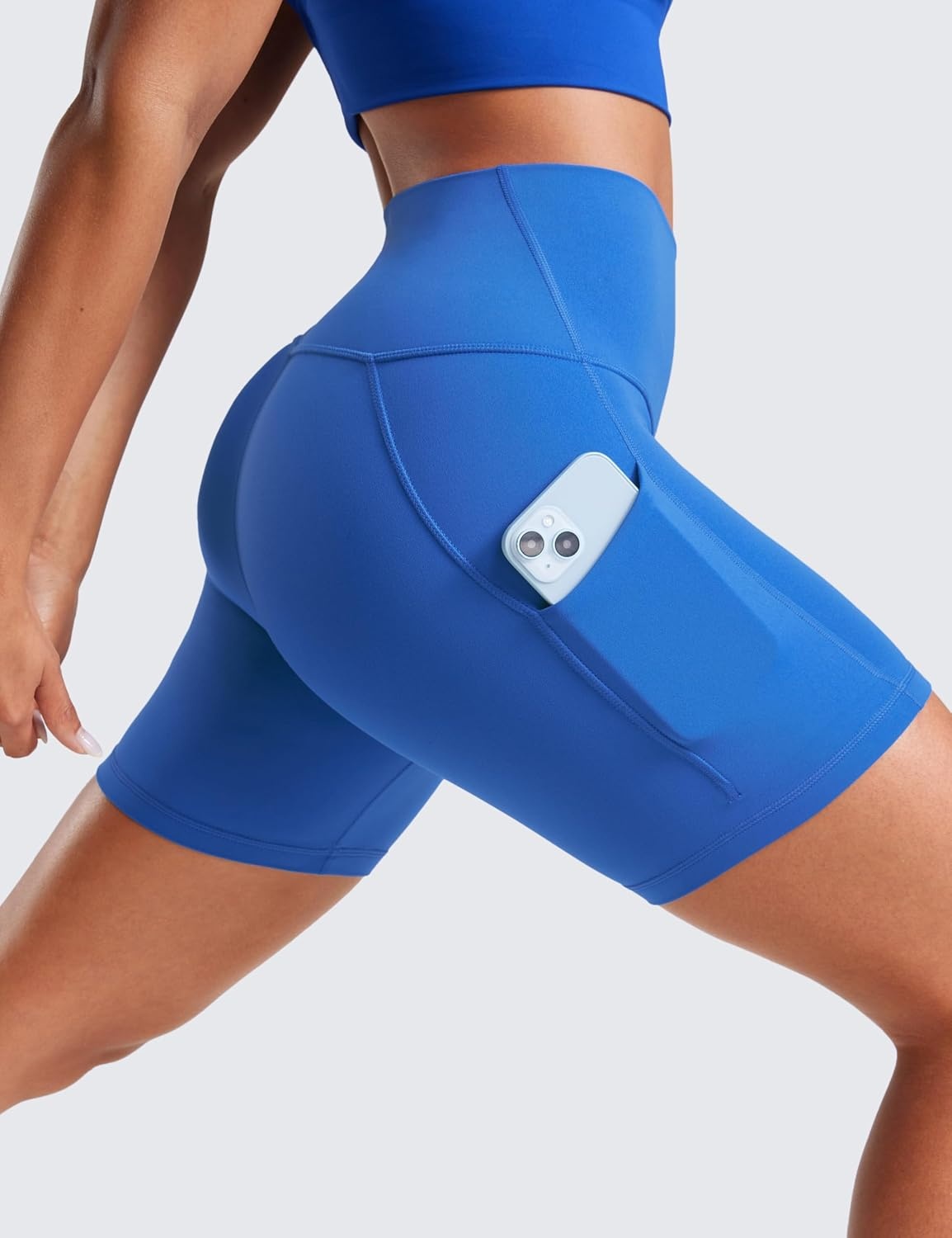 image:imageCRZ YOGA Butterluxe Biker Shorts Pockets 5 High Waisted Volleyball Workout Athletic Yoga WomensSparkle Blue