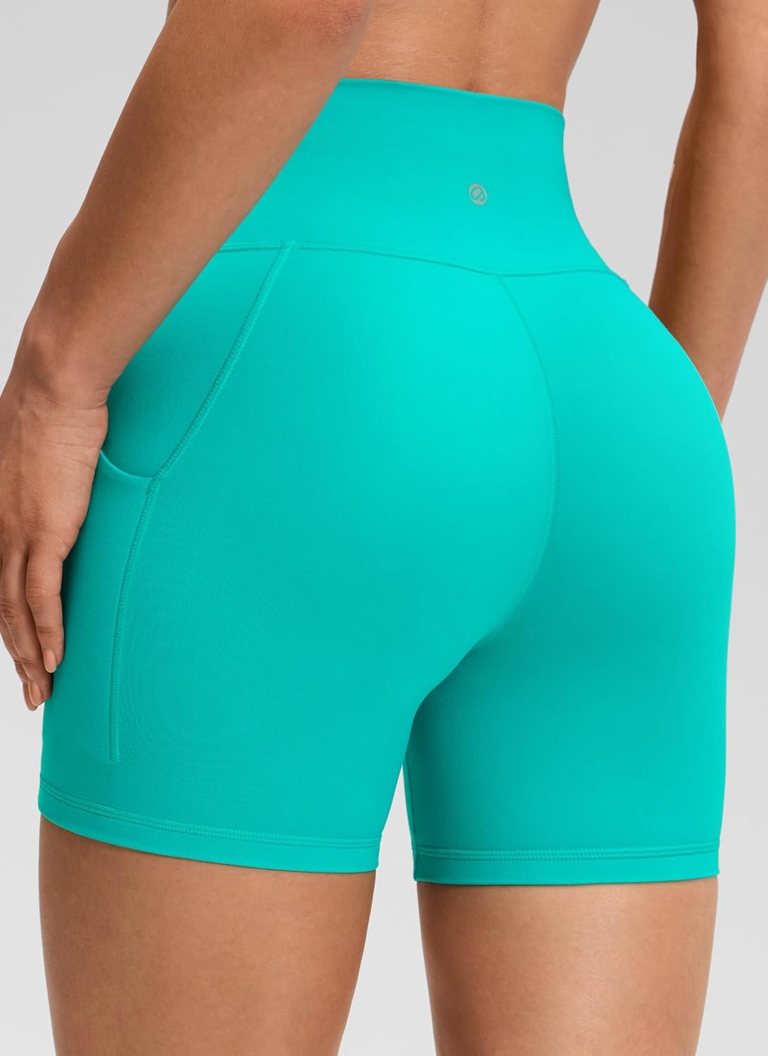 image:imageCRZ YOGA Butterluxe Biker Shorts Pockets 5 High Waisted Volleyball Workout Athletic Yoga WomensTropics Teal