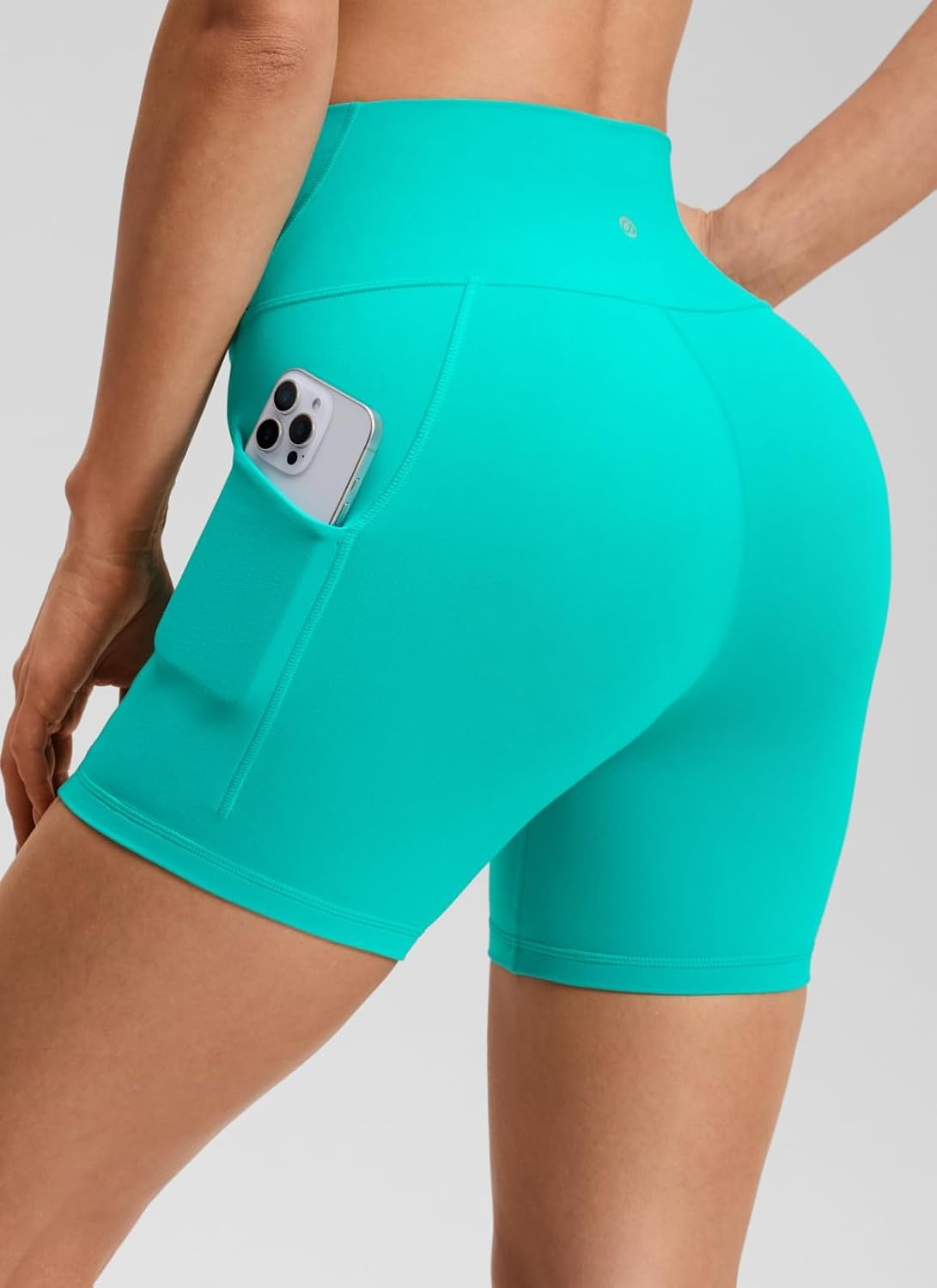 image:imageCRZ YOGA Butterluxe Biker Shorts Pockets 5 High Waisted Volleyball Workout Athletic Yoga WomensTropics Teal