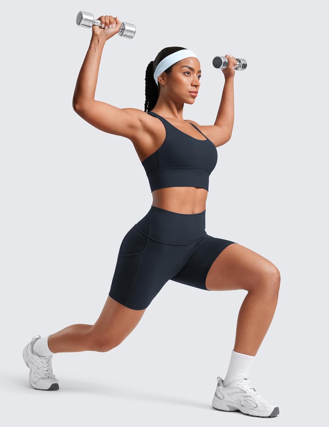 image:imageCRZ YOGA Butterluxe Biker Shorts Pockets 5 High Waisted Volleyball Workout Athletic Yoga WomensTrue Navy