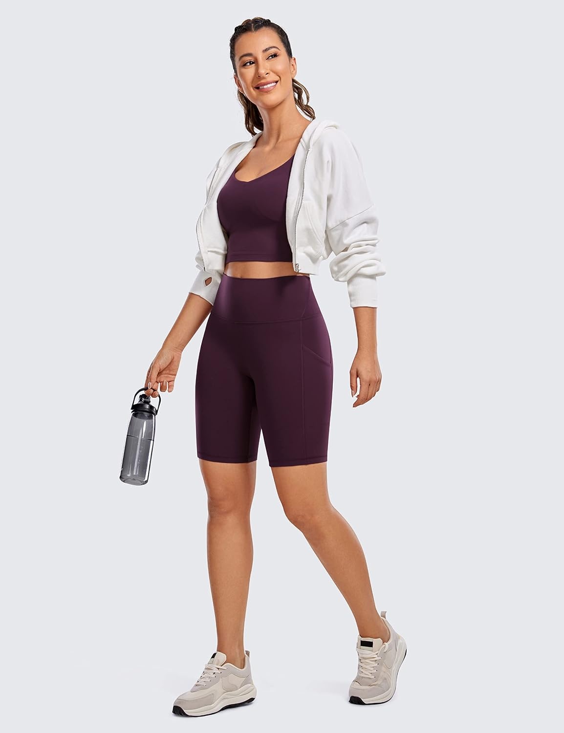 image:imageCRZ YOGA Butterluxe Biker Shorts Pockets 8 High Waisted Workout Yoga Volleyball Buttery Soft WomensDeep Purple
