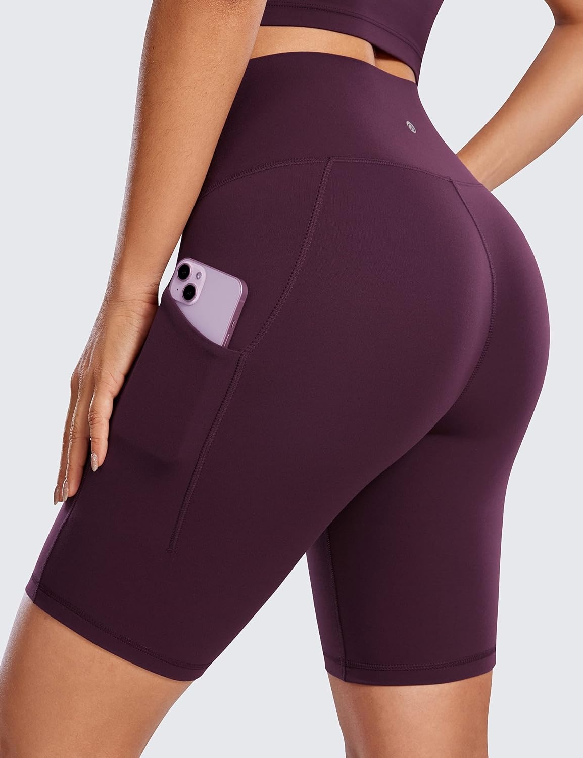 image:imageCRZ YOGA Butterluxe Biker Shorts Pockets 8 High Waisted Workout Yoga Volleyball Buttery Soft WomensDeep Purple