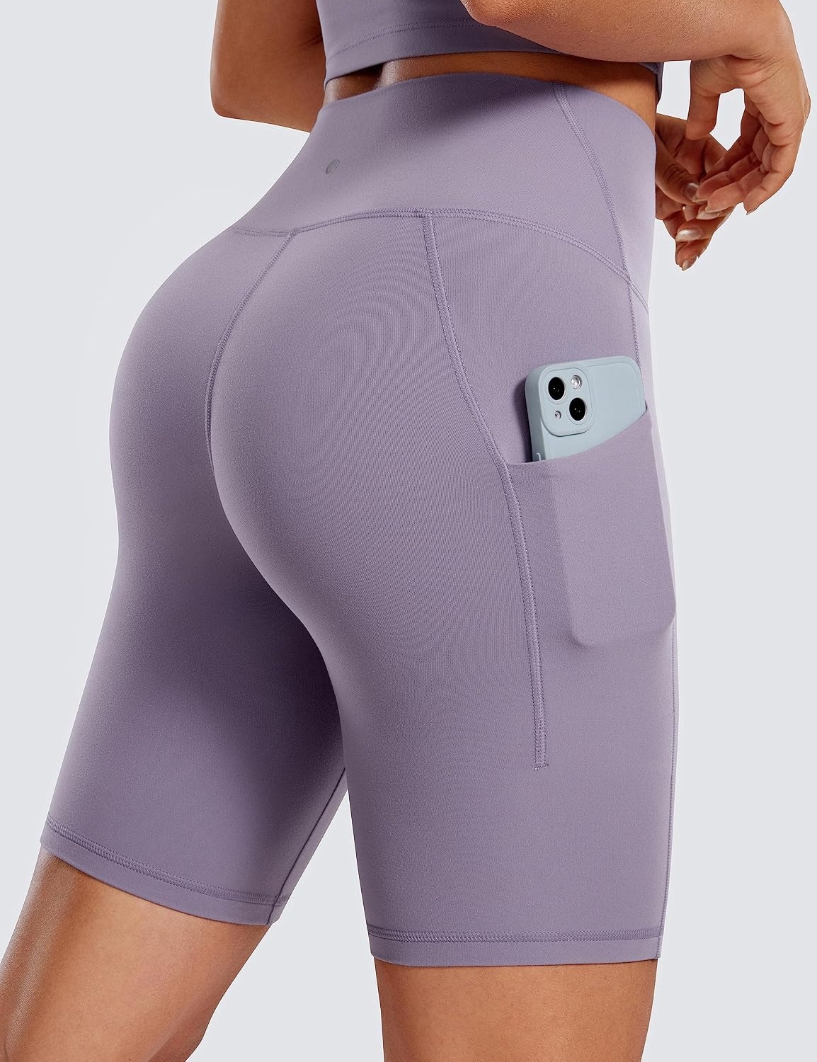 image:imageCRZ YOGA Butterluxe Biker Shorts Pockets 8 High Waisted Workout Yoga Volleyball Buttery Soft WomensLavender Mist