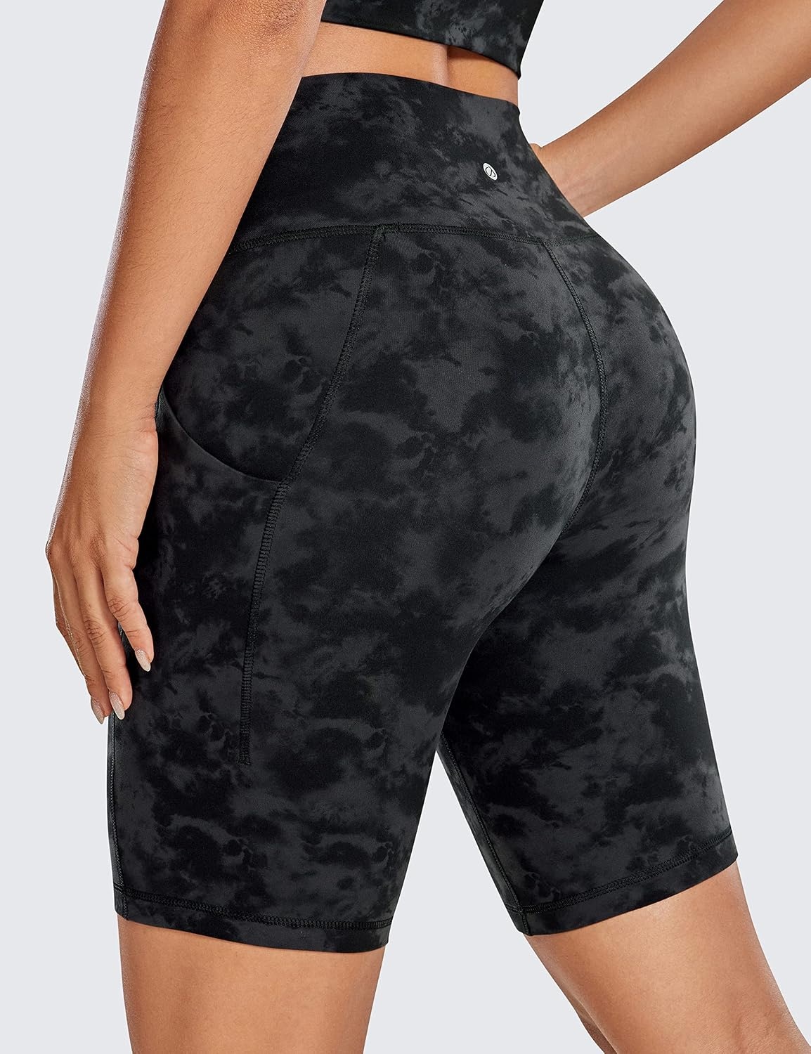 image:imageCRZ YOGA Butterluxe Biker Shorts Pockets 8 High Waisted Workout Yoga Volleyball Buttery Soft WomensTie Dye Smoke Ink