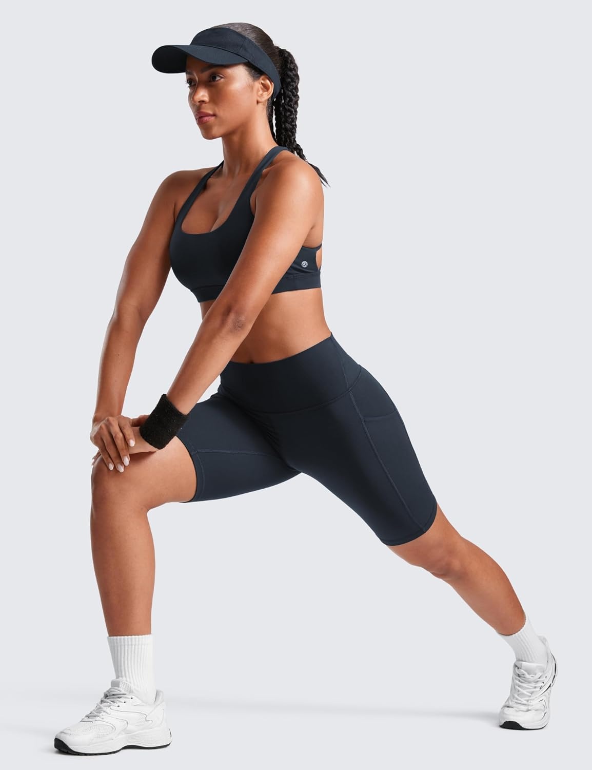 image:imageCRZ YOGA Butterluxe Biker Shorts Pockets 8 High Waisted Workout Yoga Volleyball Buttery Soft WomensTrue Navy